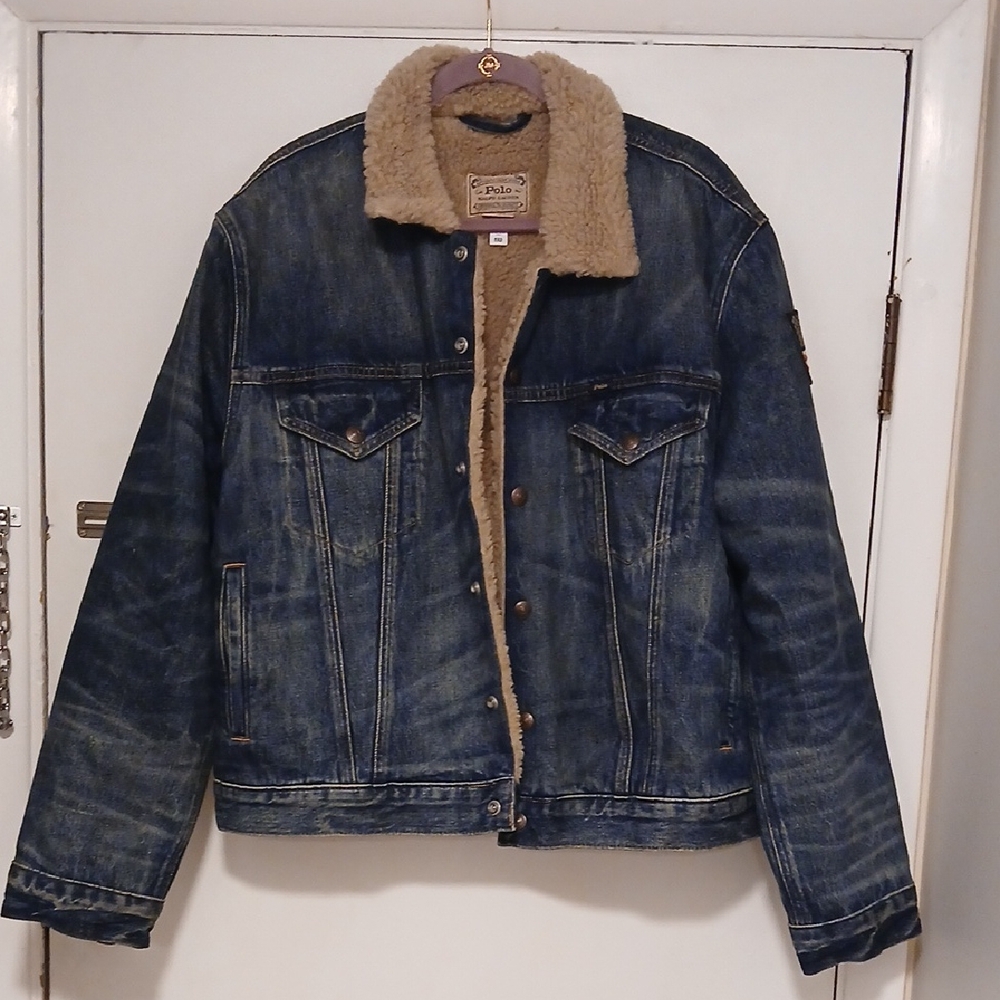 Ralph Lauren Blue Denim Jacket with Tan Sherpa Lining